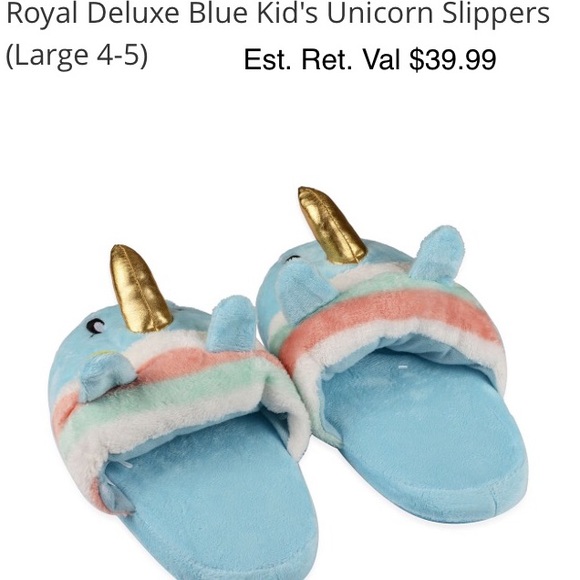 BLUE Unicorn SLIPPERS SZ L 4/5 NWT - Picture 3 of 6